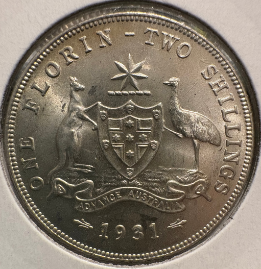 1931 Australian Florin .925 Silver KM# 27