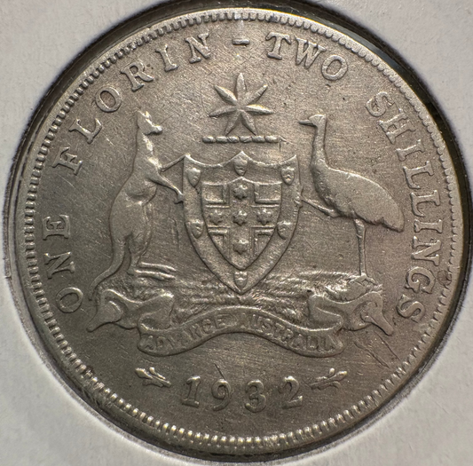 1932 Australian Florin .925 Silver KM# 27