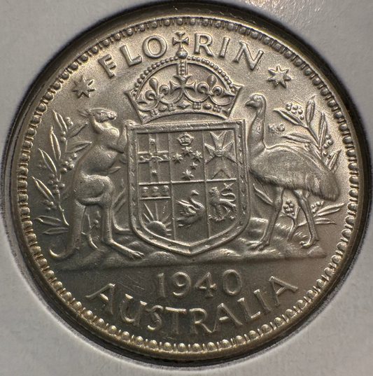 1940 Australian Florin .925 Silver KM# 40