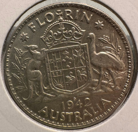 1942 S Australian Florin .925 Silver KM# 40