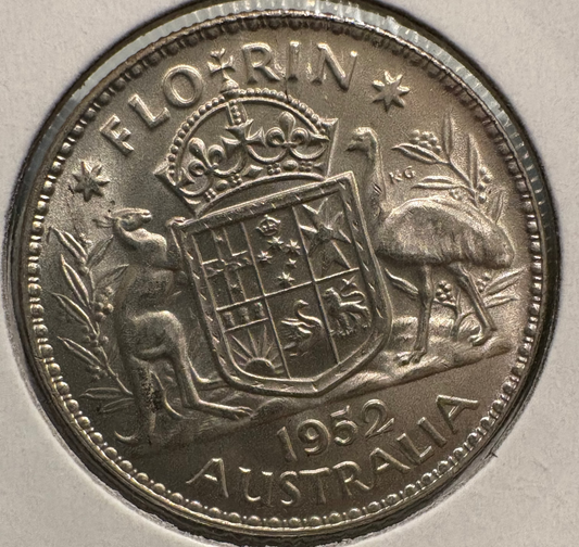1952 Australian Florin .500 Silver KM# 48