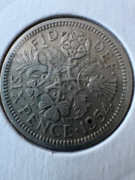 1954 Great Britain Sixpence KM# 903