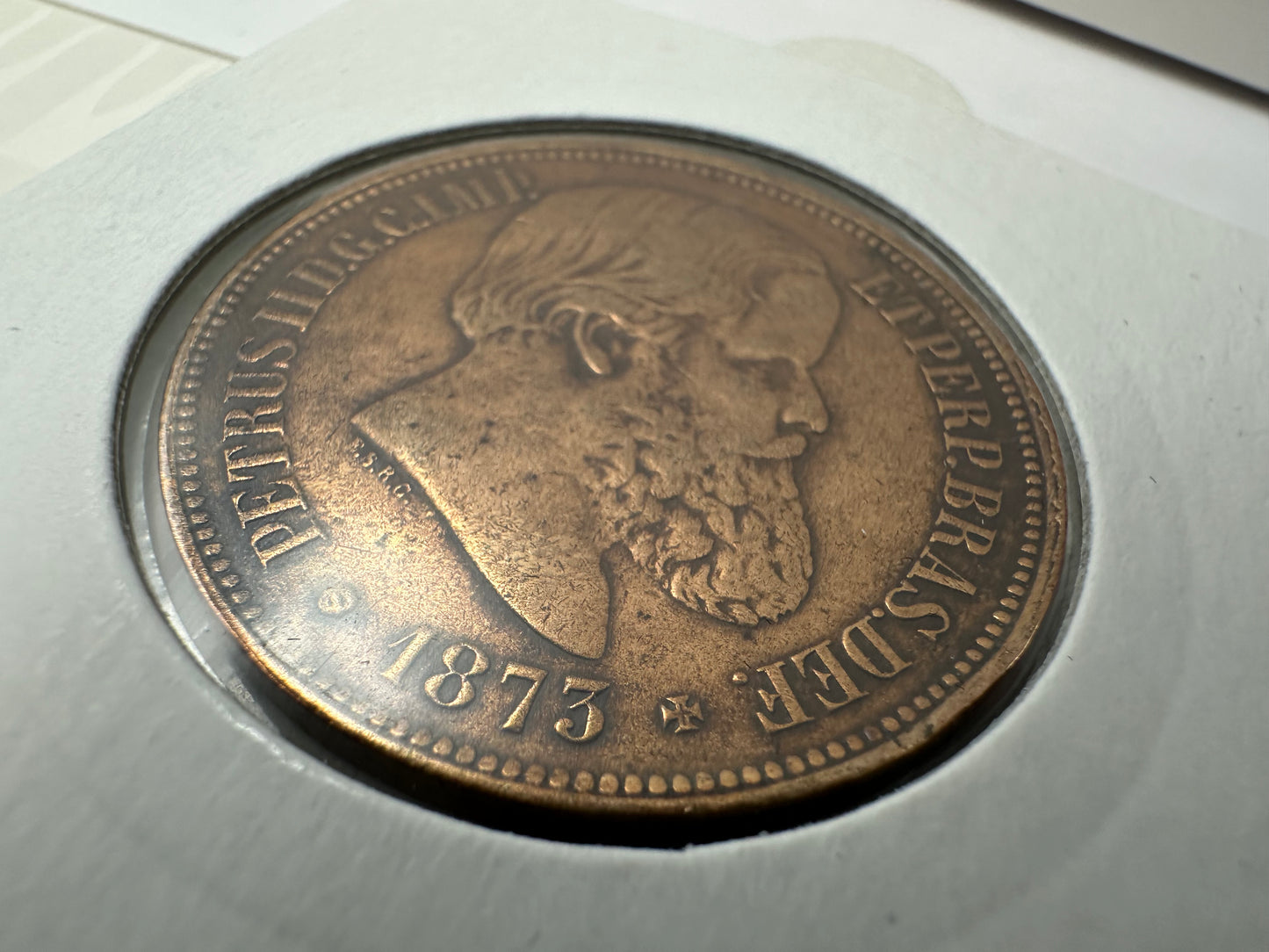 1873 Brazil Bronze 40 Reis Petras II