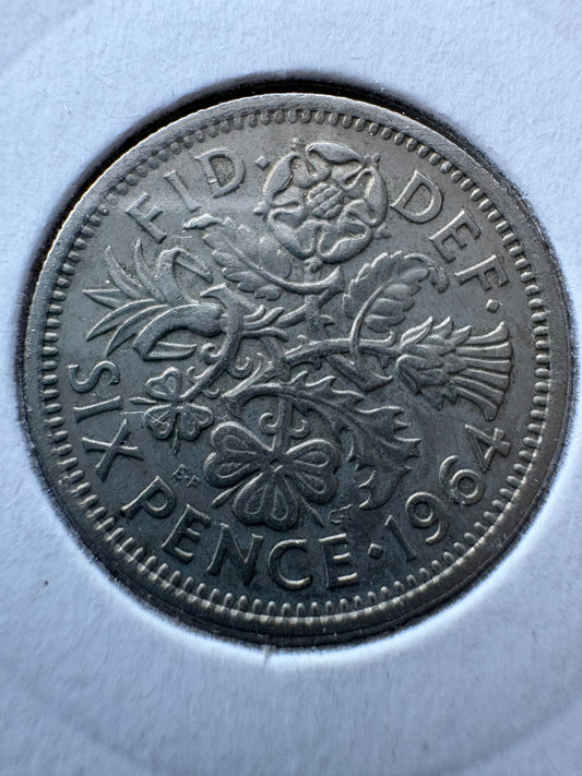 1964 Great Britain Sixpence KM# 903