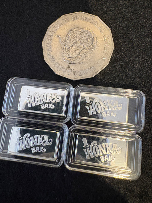 Mini Fractional Silver 2 gram Rectangular Bar - Wonka Bar