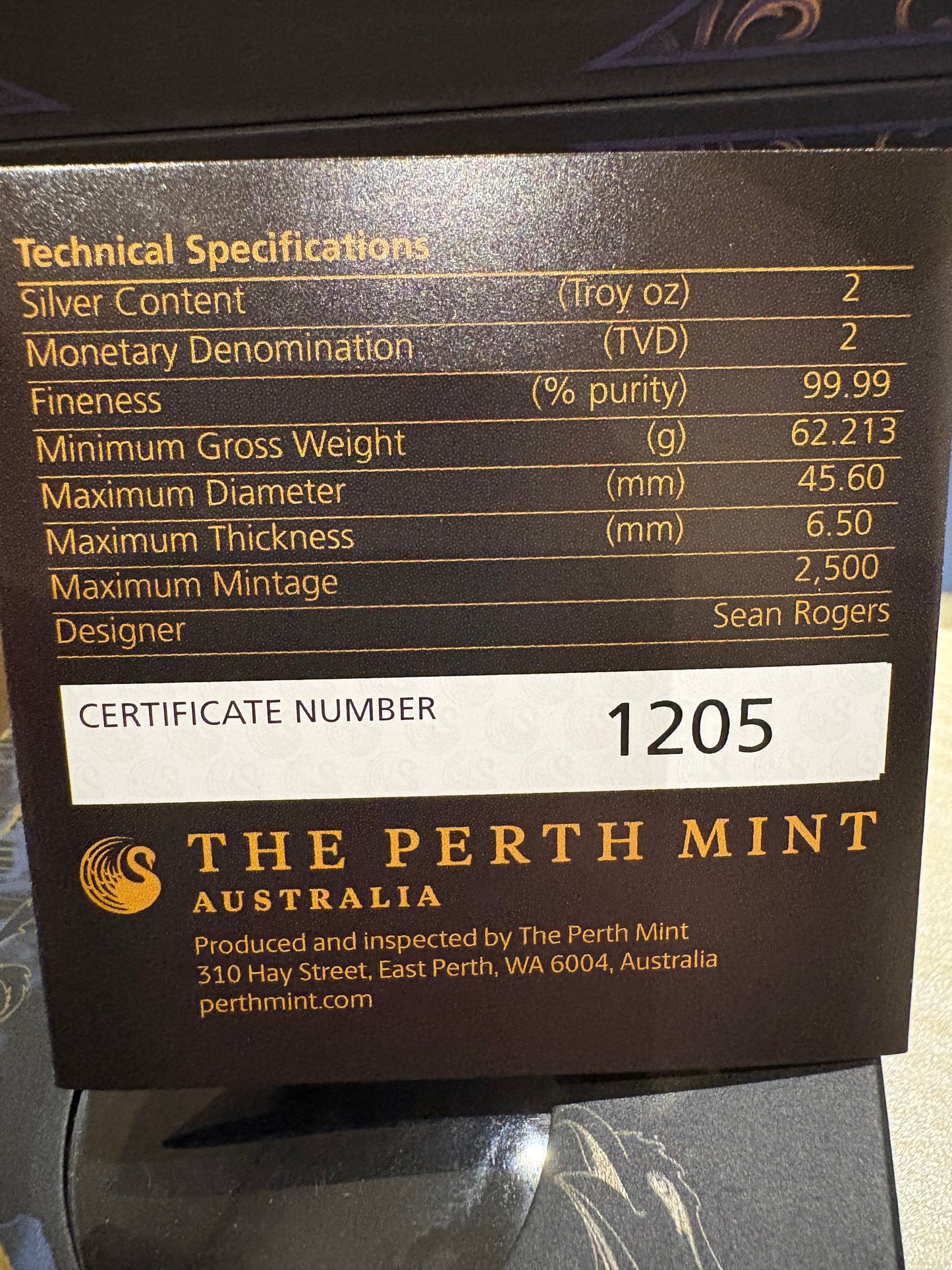 2024 Alicanto 2oz Silver Antiqued Coloured Perth Mint Presentation Case & COA