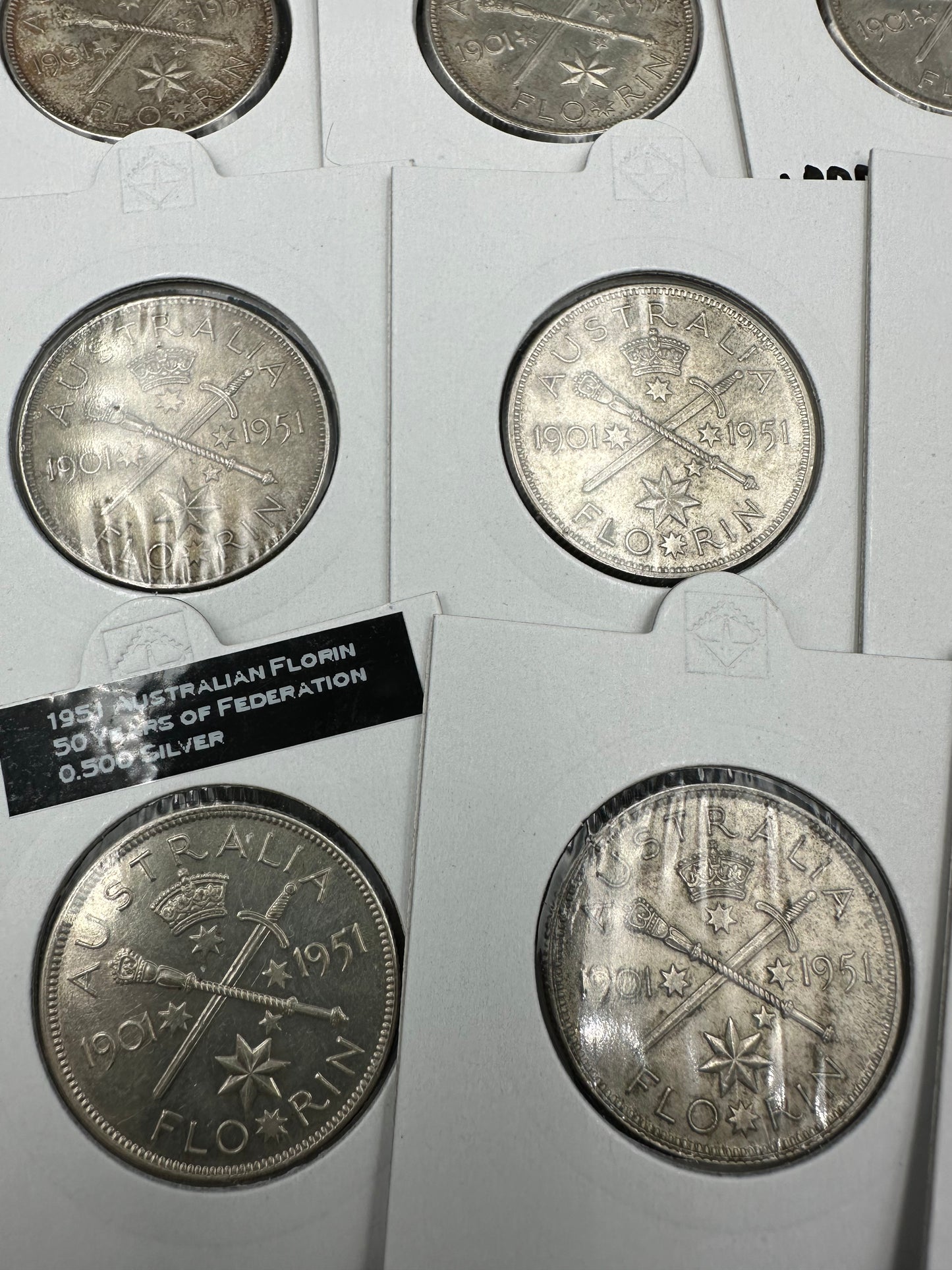 1951 Jubilee 50 Years of Federation Australian King George VI Florin Silver