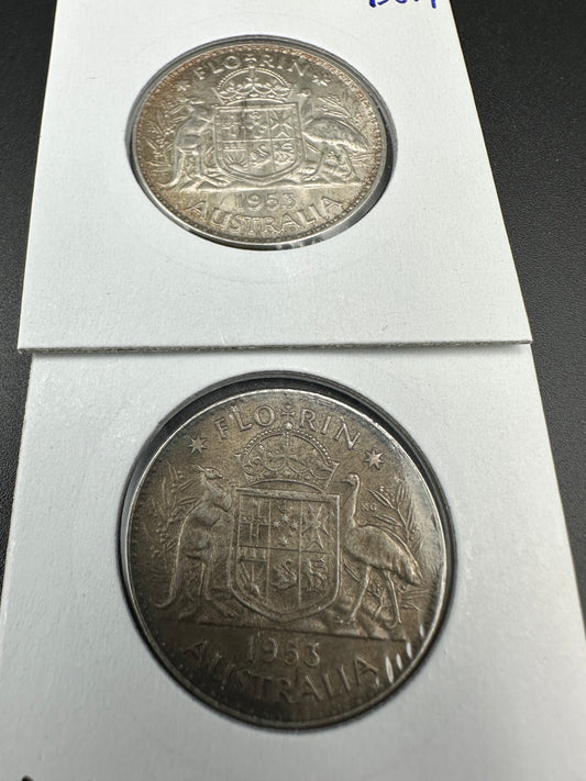 1953 Australian King George VI Florin Silver