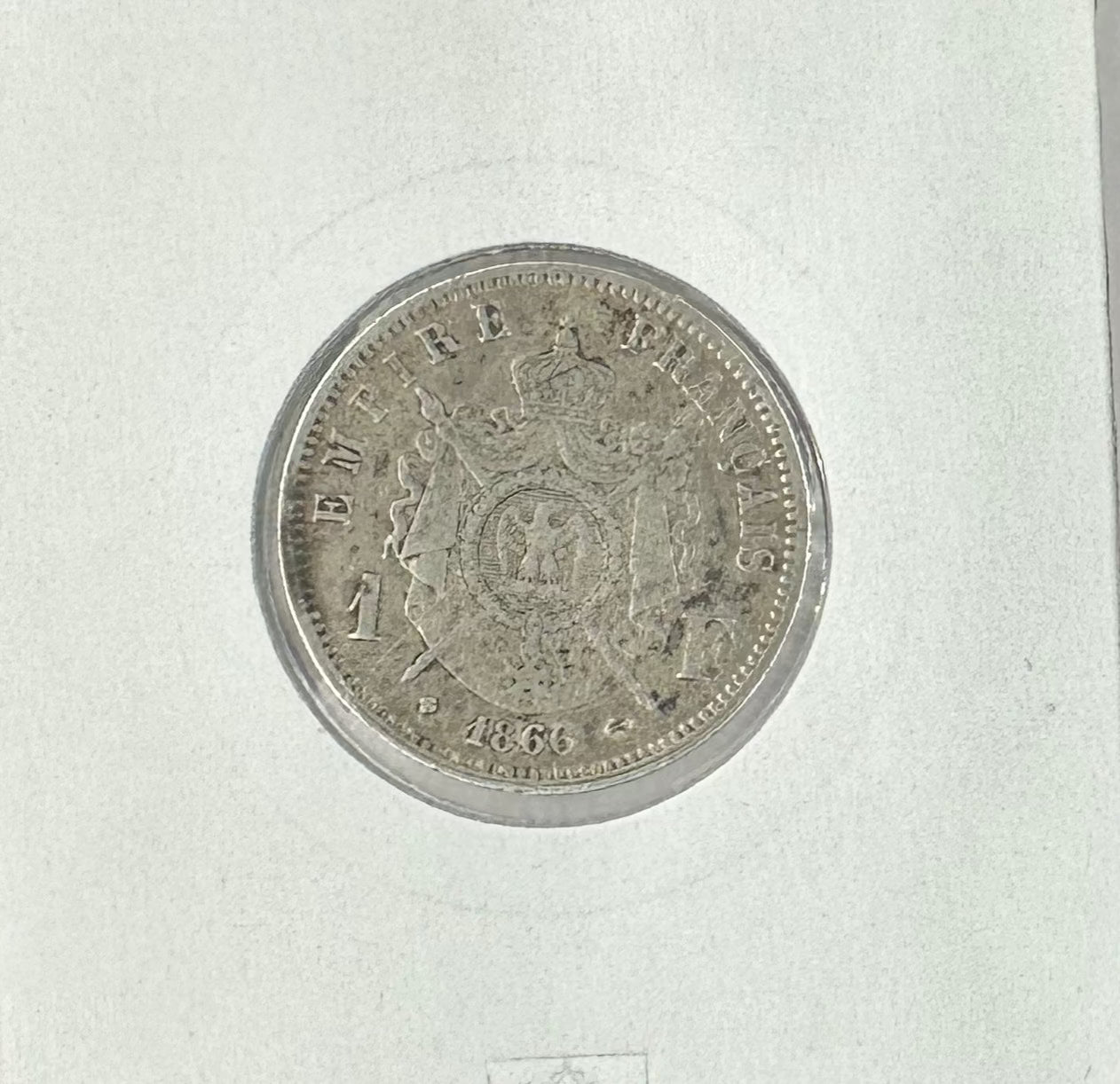 1866 France 1 Franc Napoleon III Silver Coin