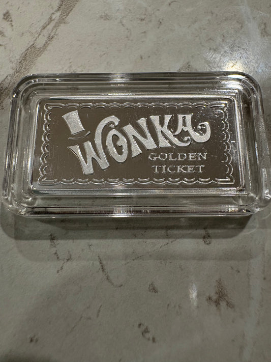 Mini Fractional Silver 5 gram Rectangular Bar - Wonka Golden Ticket Bar