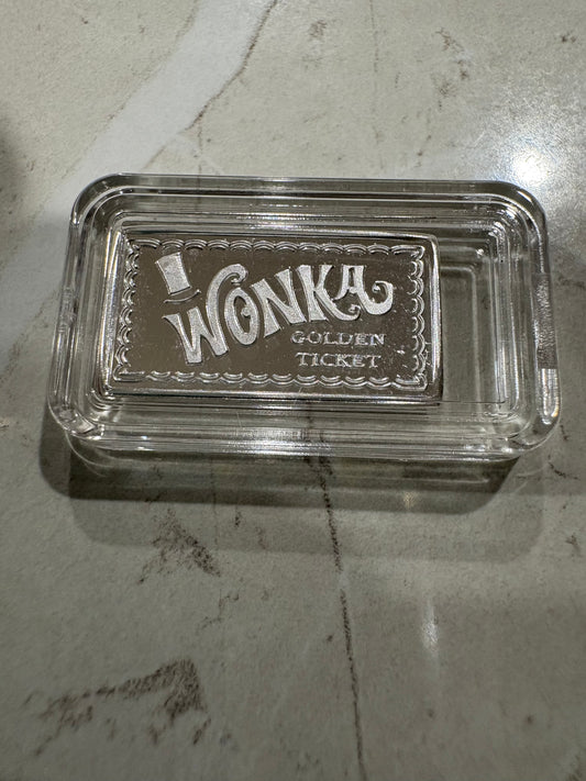 Mini Fractional Silver 2 gram Rectangular Bar - Wonka Golden Ticket Bar