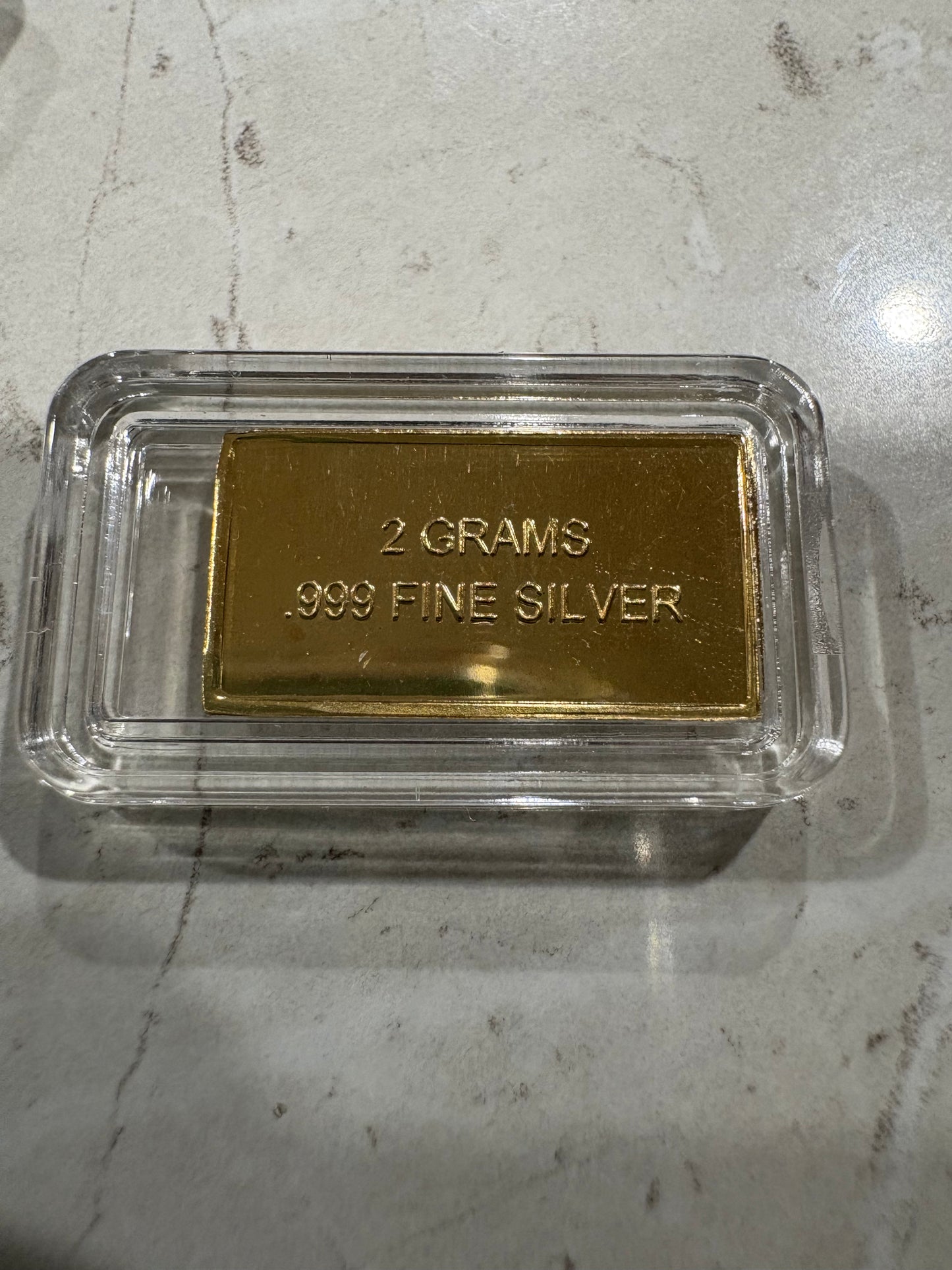 Mini Fractional Silver 2 gram Gold Plated Rectangular Bar - Wonka Golden Ticket Bar