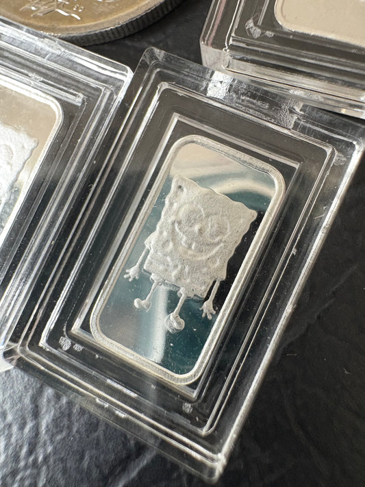 Mini Fractional Silver 1 gram Bar - Spongebob