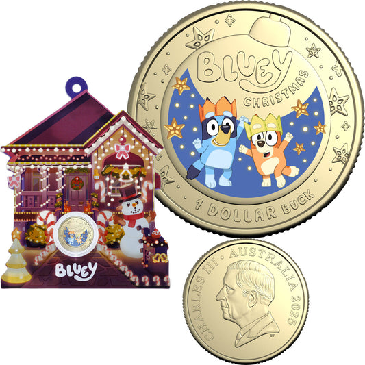 2025 Bluey Christmas $1 Coloured Uncirculated Coin
