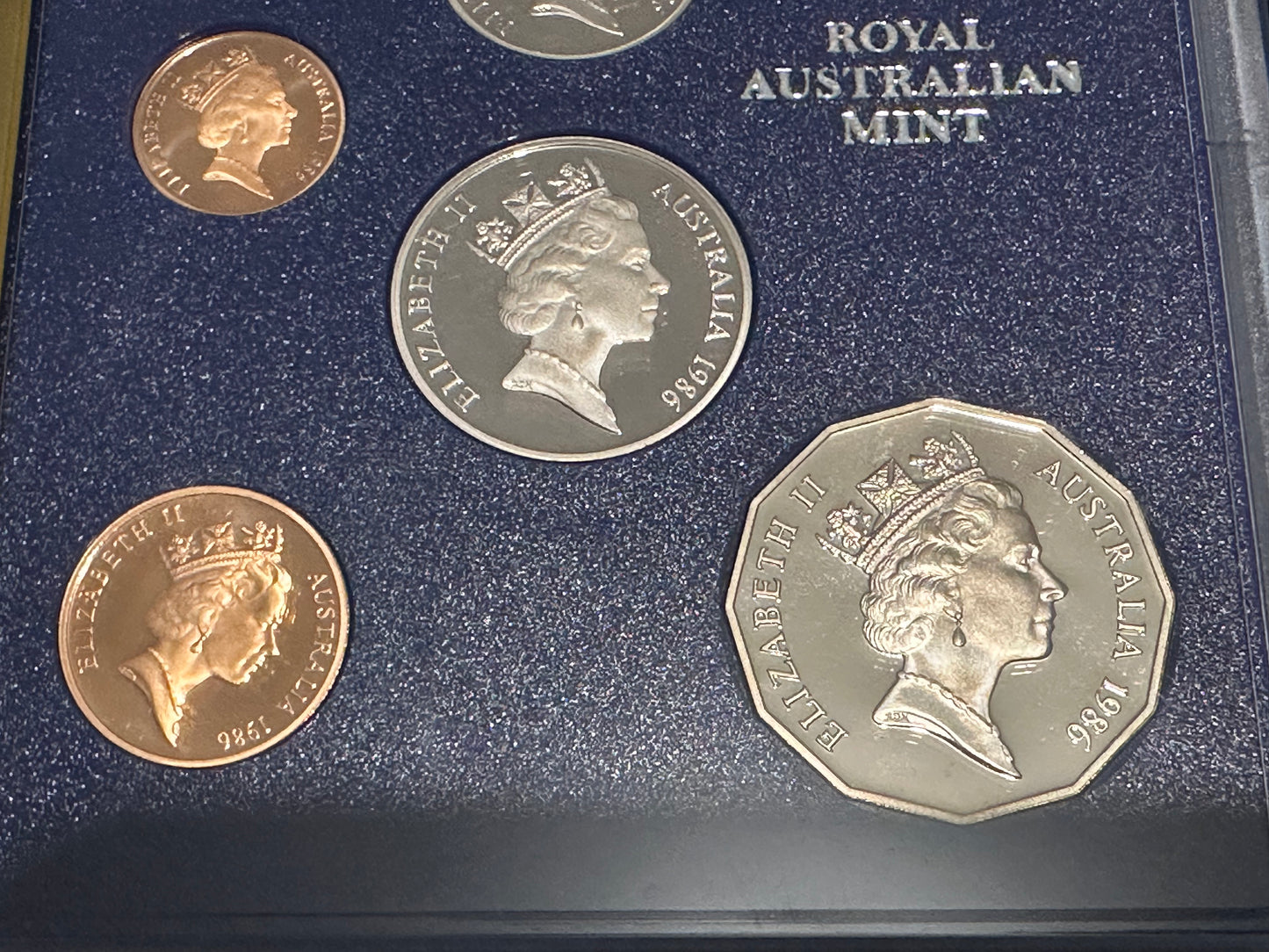1986 Royal Australian Mint Year of Peace 7 coin Proof Set - no outer box