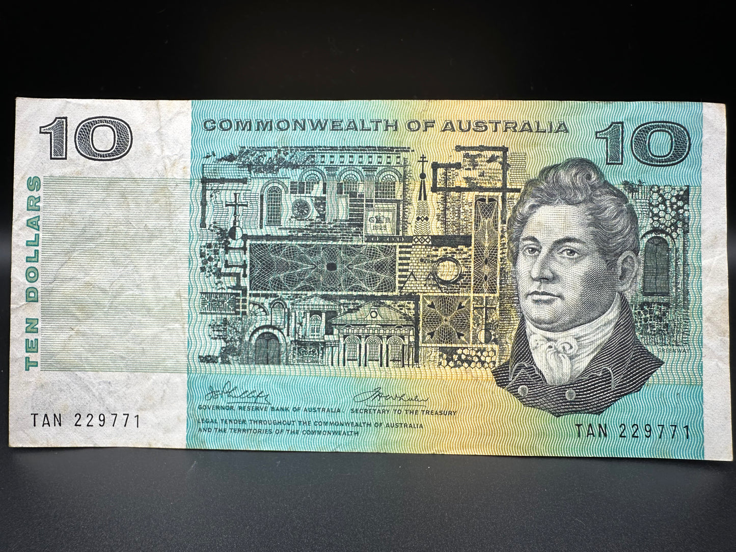 1972 $10 Australia Paper Banknote - Phillips Wheeler TAN 229771