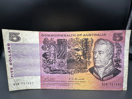 1969 $5 Australia Paper Banknote - Phillips Randall NGR 167662