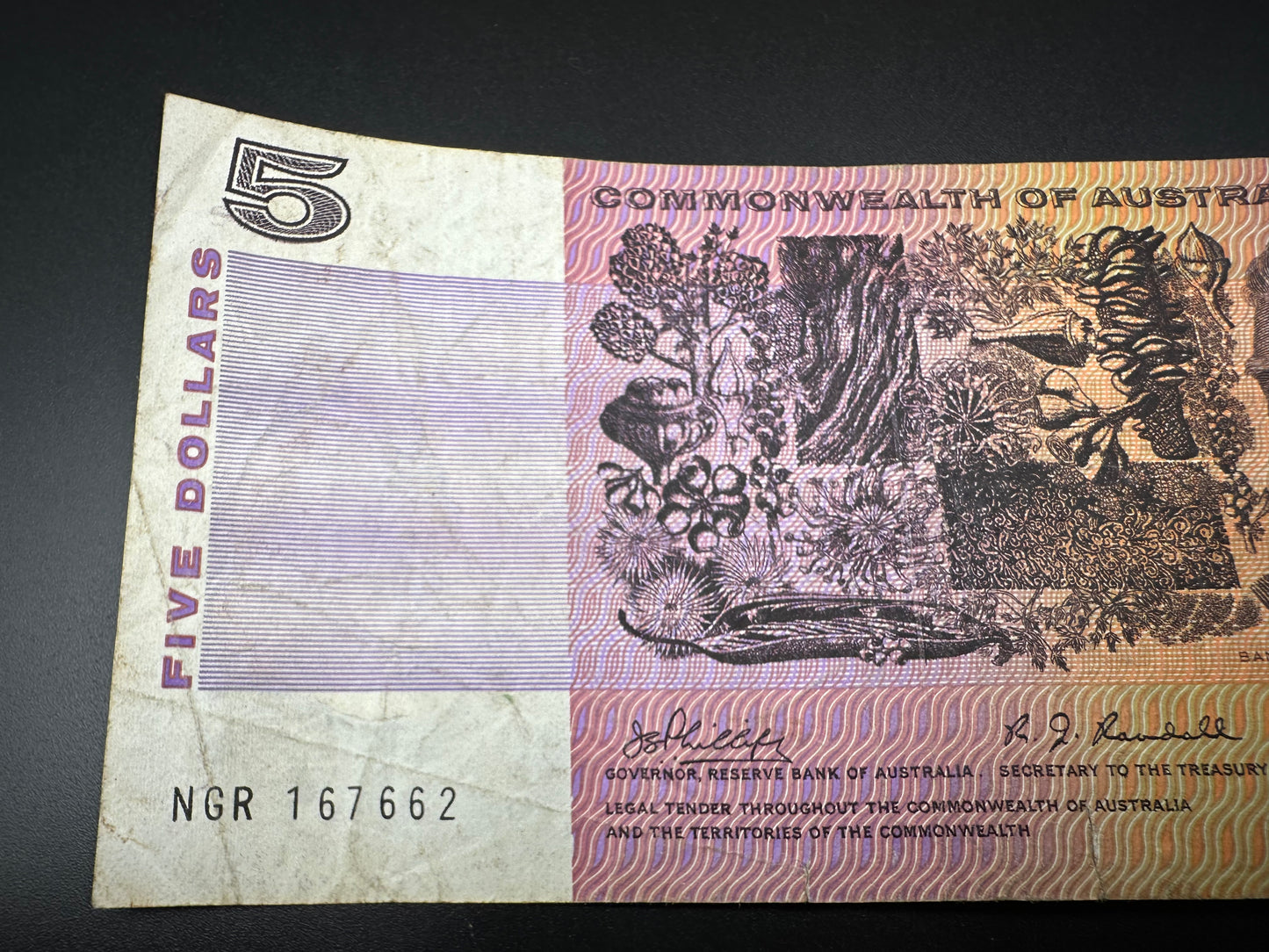 1969 $5 Australia Paper Banknote - Phillips Randall NGR 167662