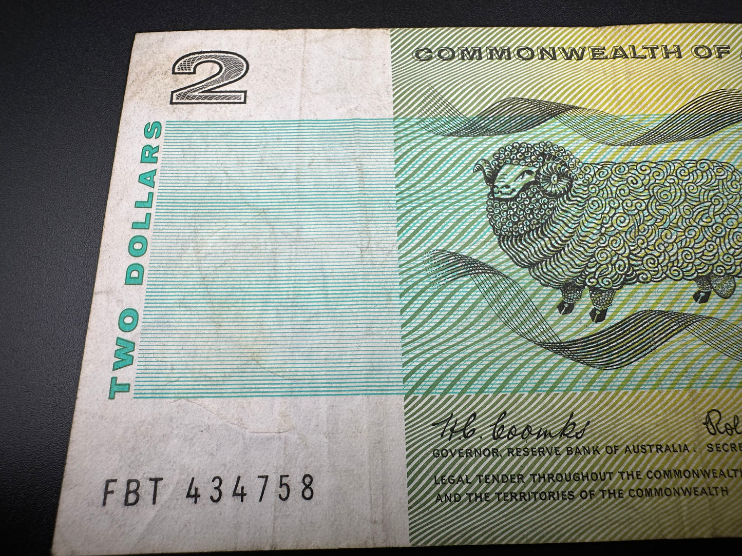 1966 $2 Australia Paper Banknote - Coombs Wilson FBT 434758