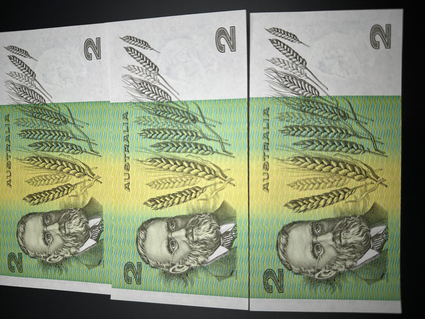 1985 $2 Australia Paper Banknote - Johnston Fraser 3x Consecutive