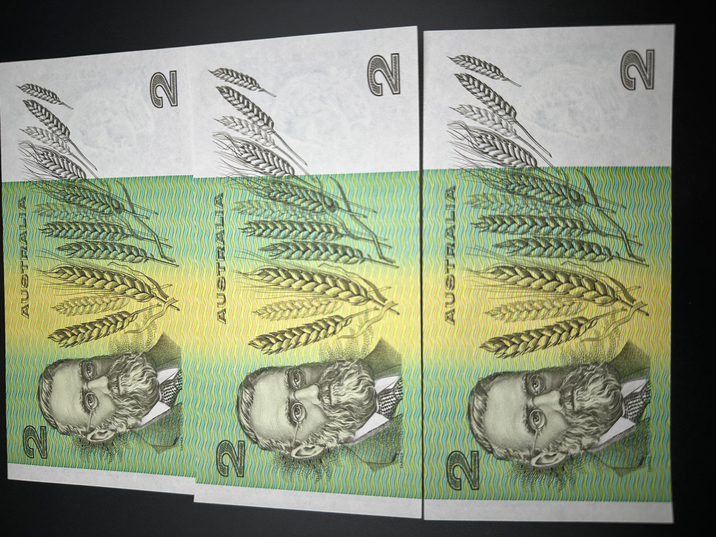 1985 $2 Australia Paper Banknote - Johnston Fraser 3x Consecutive