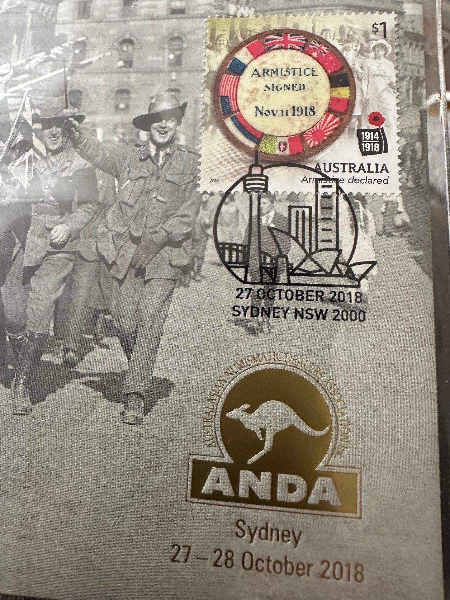 2018 $1 ANDA Sydney Centenary of WWI End of World War I PNC