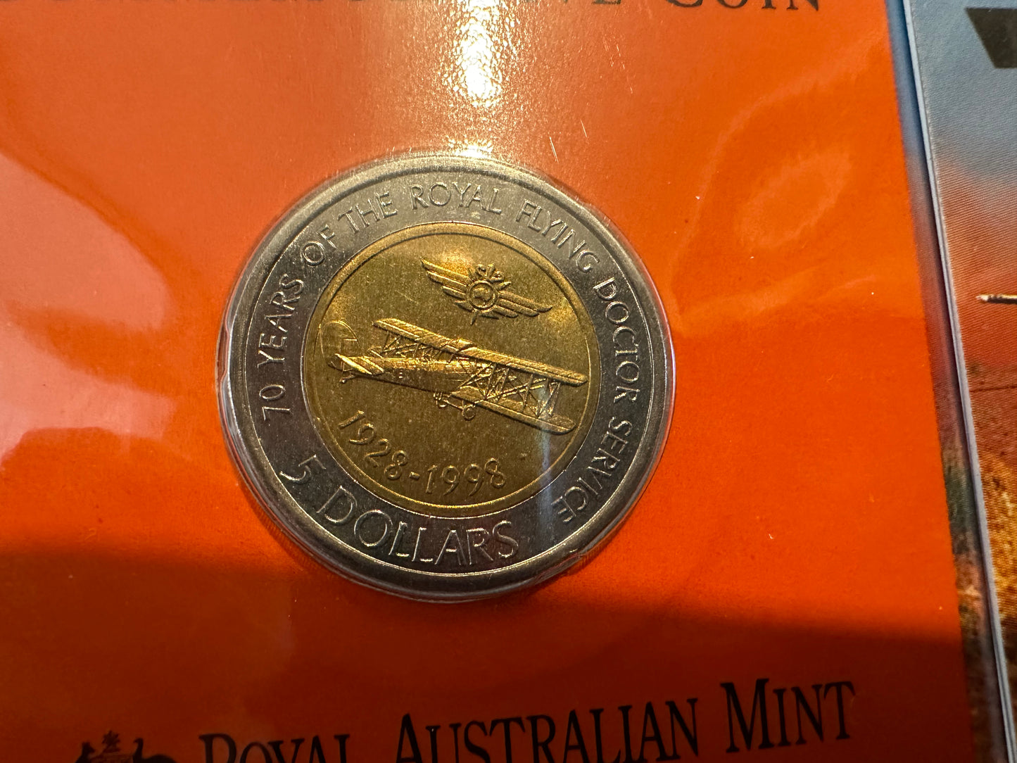 1998 $5 Royal Flying Doctor Bi-Metal with Phonecard UNC