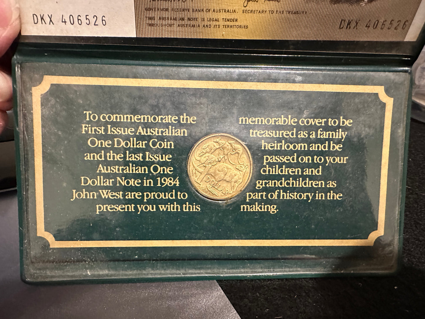 1984 John West Last $1 Note and First $1 Coin Commemorative Cover