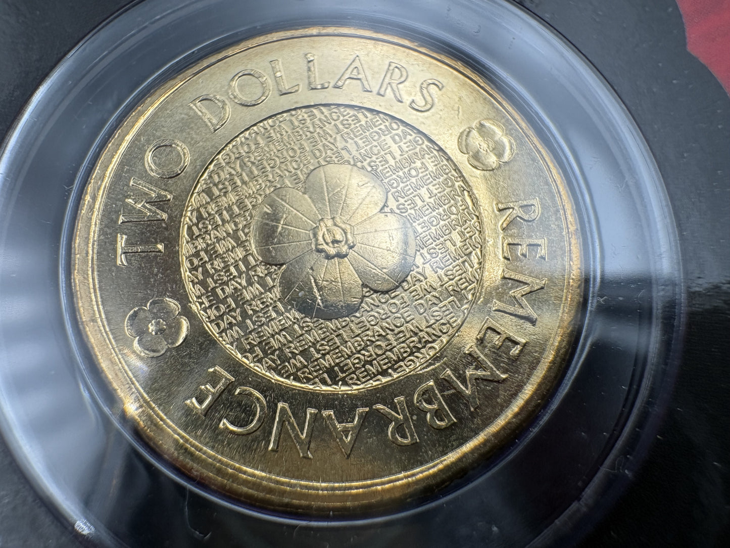 2012 Remembrance Day Gold Poppy $2 Coin in Downies Card