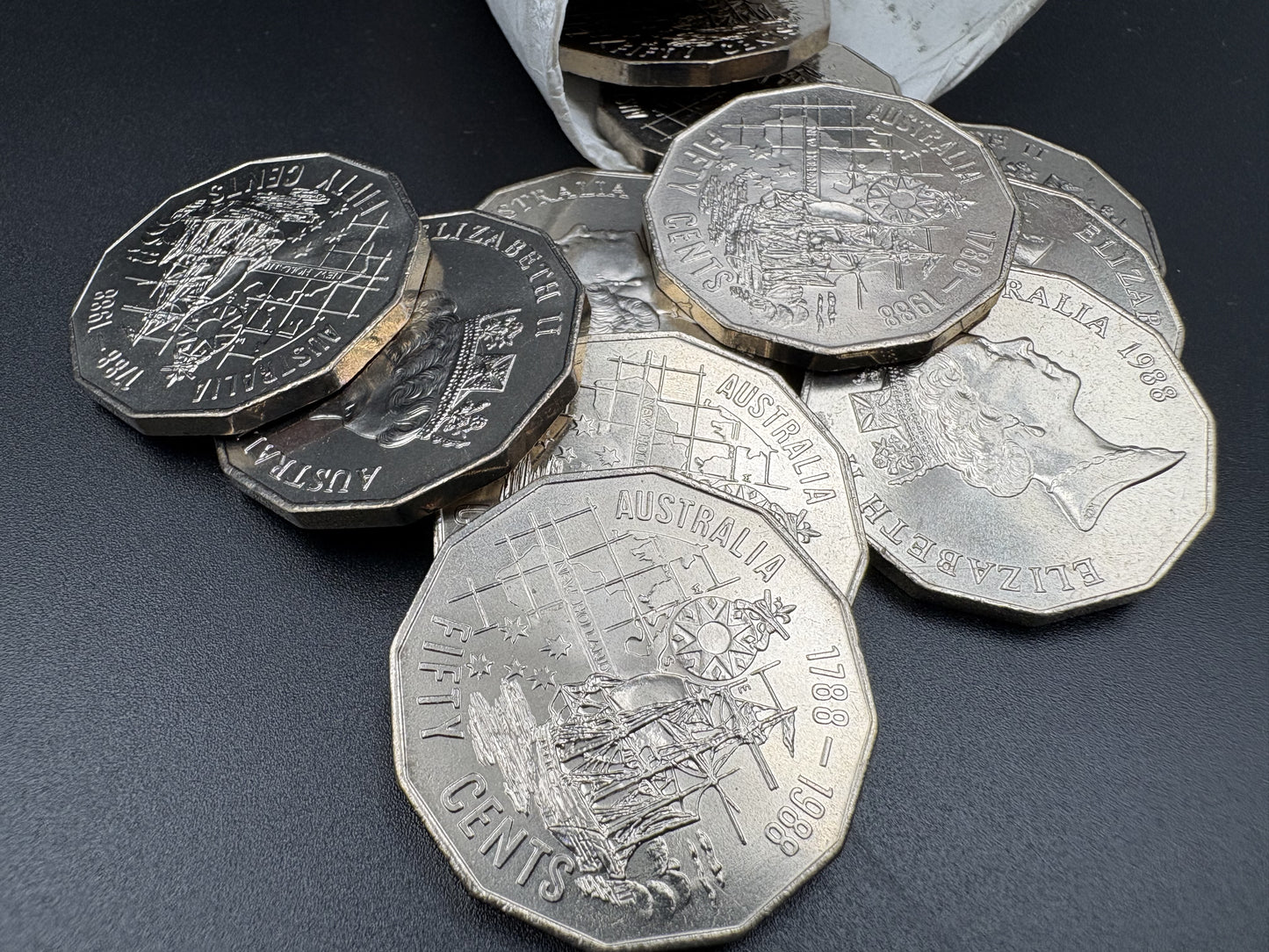 1988 Uncirculated Australia's Bicentenary First Fleet 50 cent coin - Tall Ships