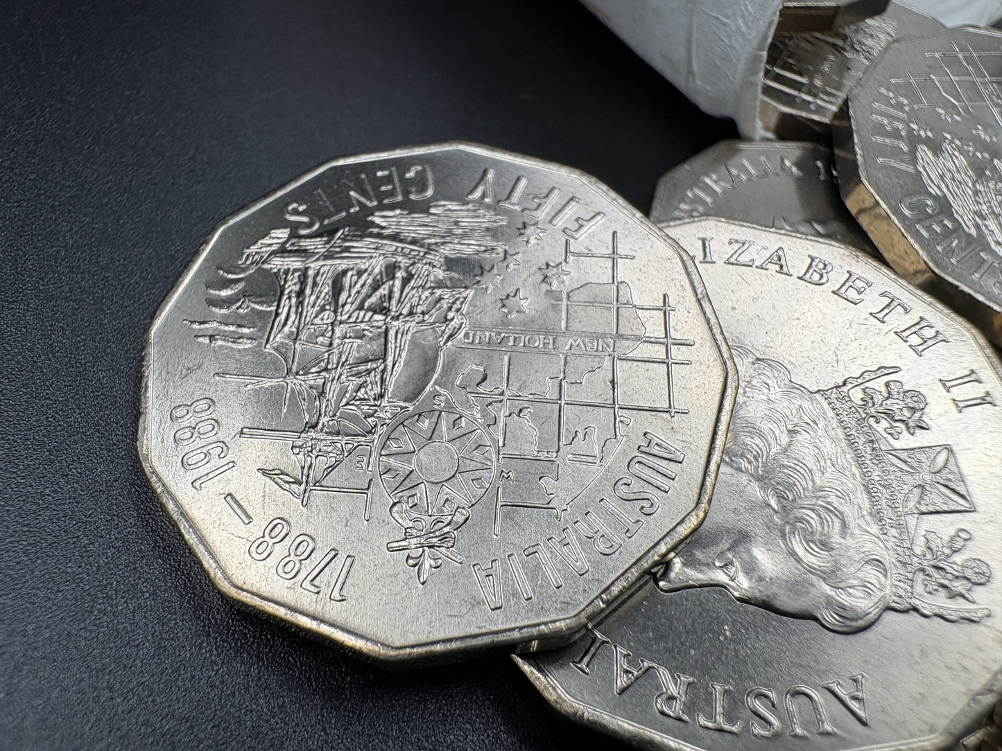 1988 Uncirculated Australia's Bicentenary First Fleet 50 cent coin - Tall Ships