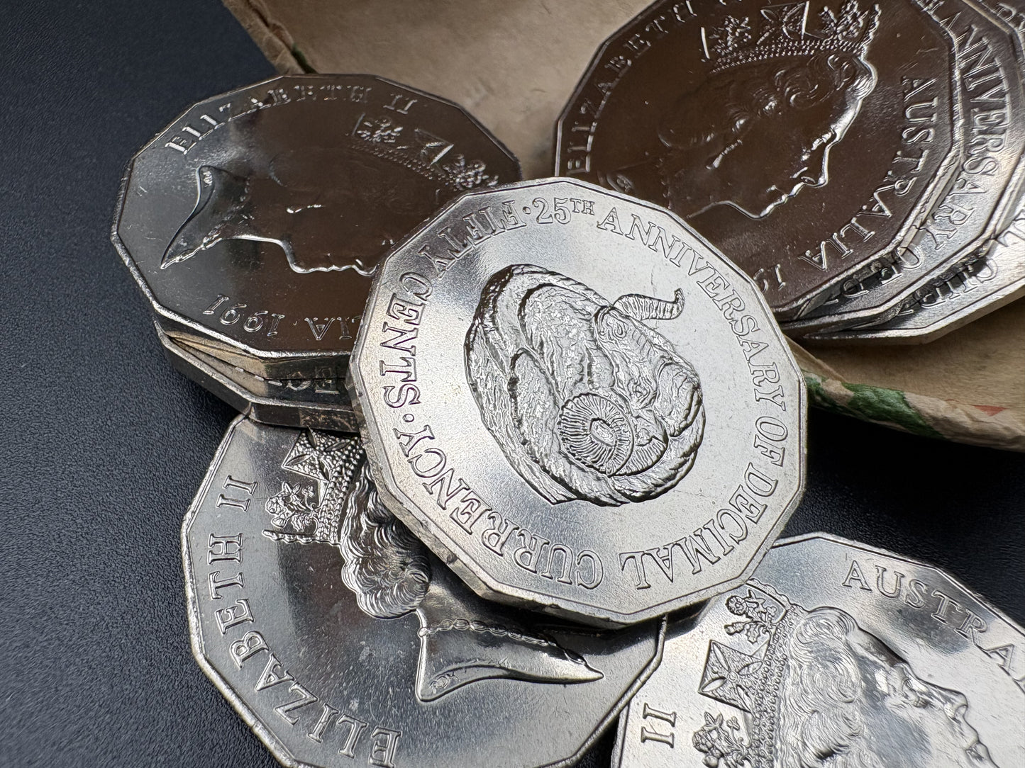 1991 Uncirculated 50 cent - RAMs Head 25th Anniversary Decimal Currency