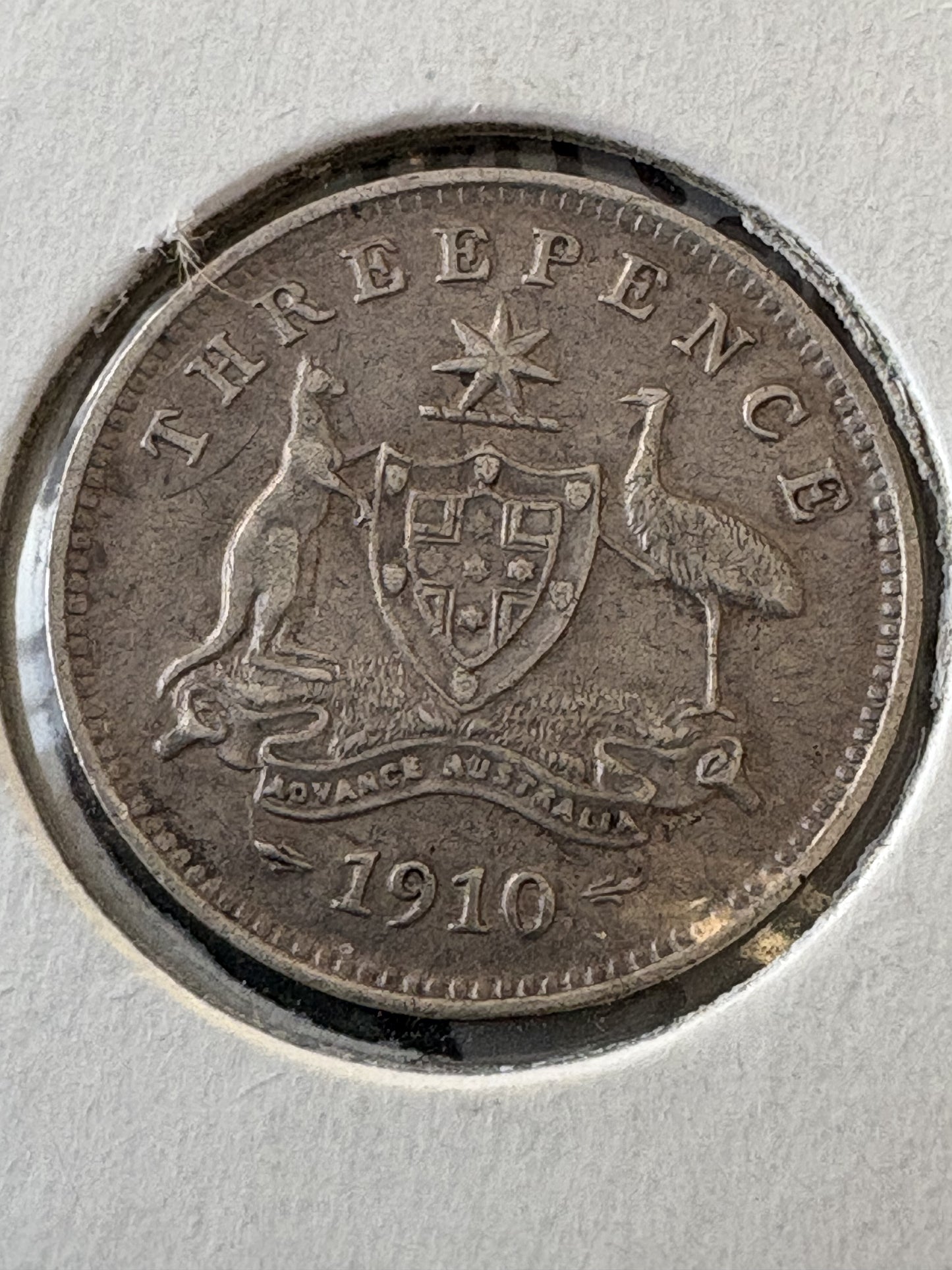 1910 Australia King George V Threepence Silver Coin