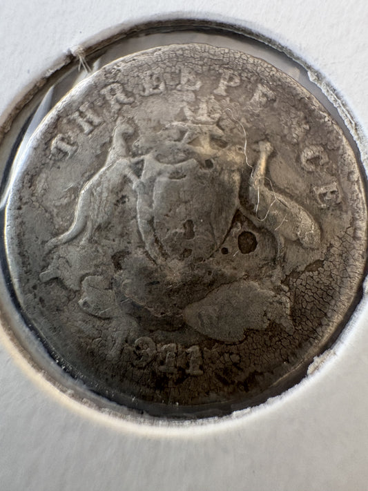 1911 Australia King George V Threepence Silver Coin