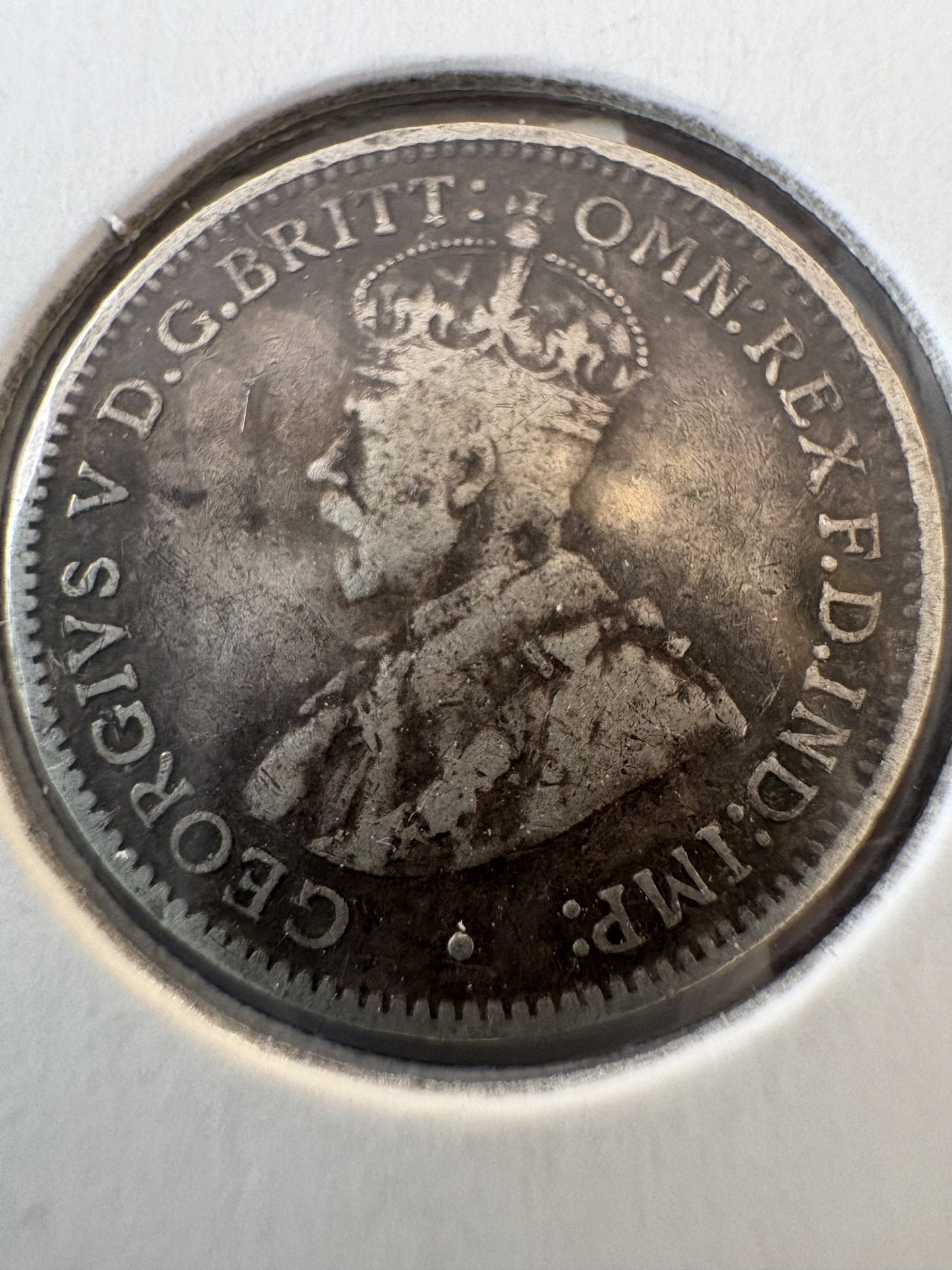 1916 Australia King George V Threepence Silver Coin