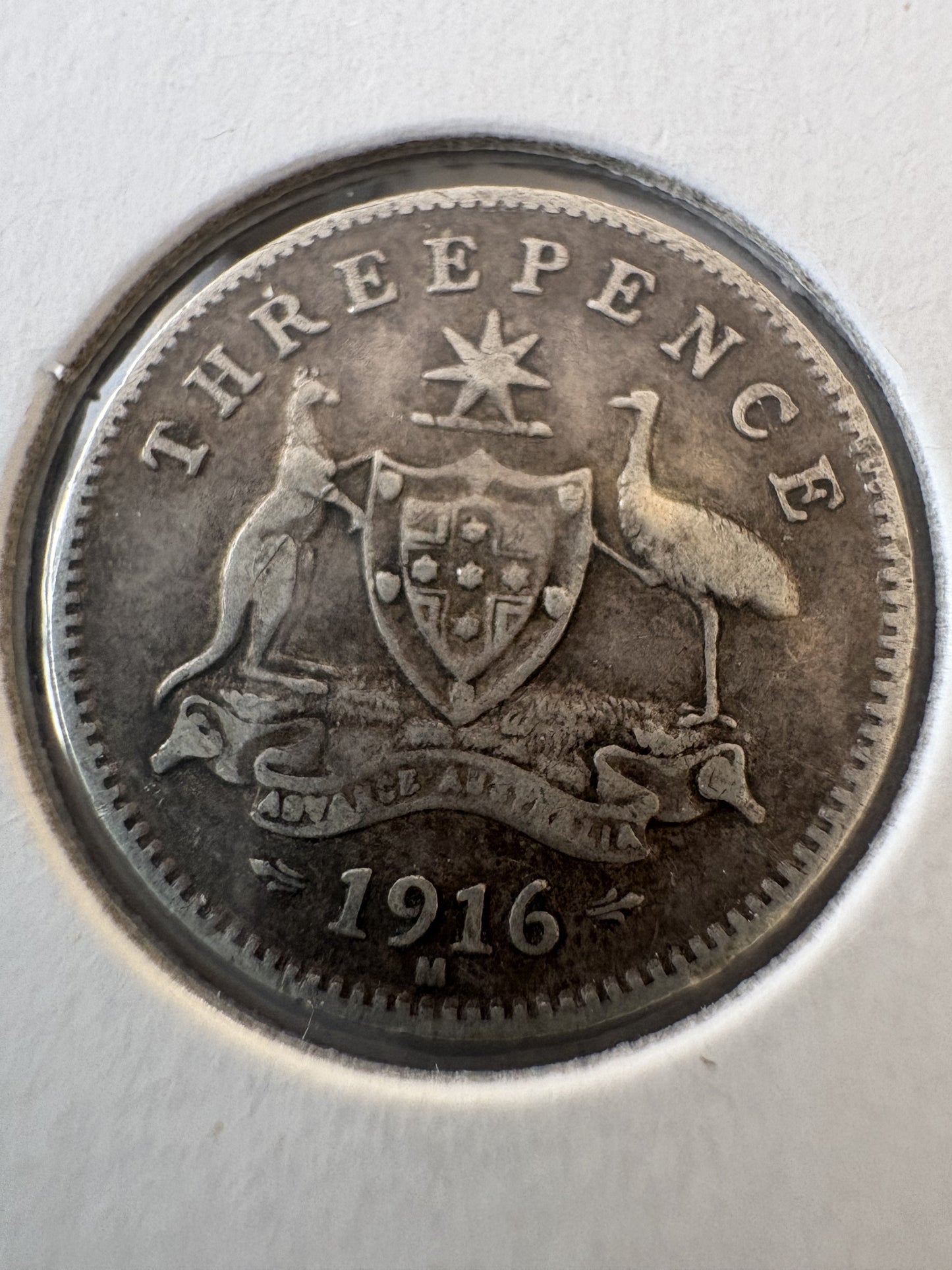 1916 Australia King George V Threepence Silver Coin
