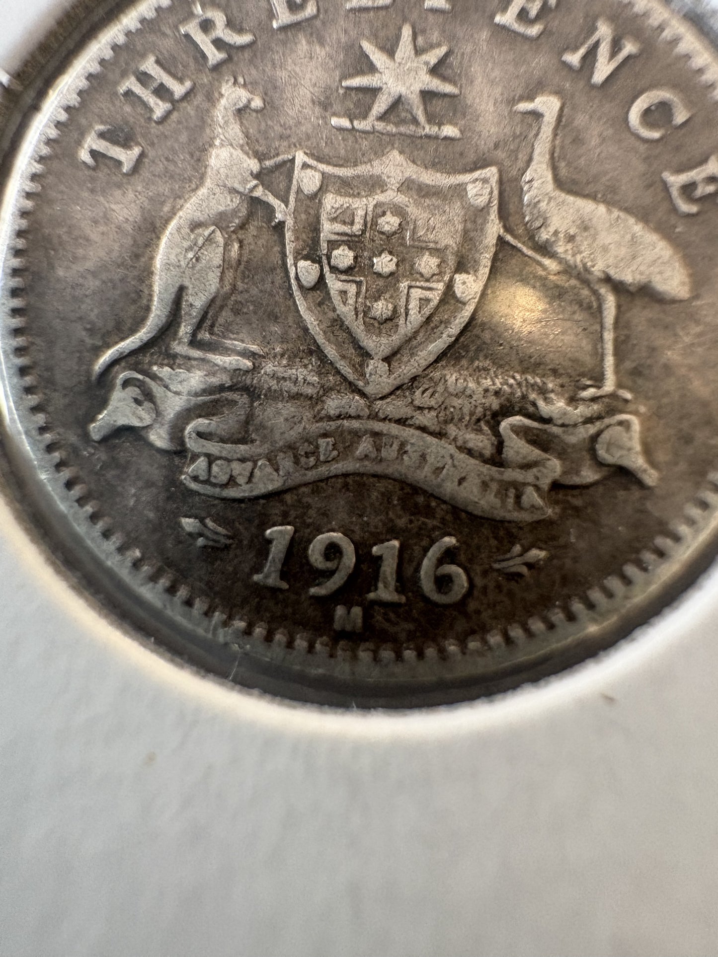 1916 Australia King George V Threepence Silver Coin