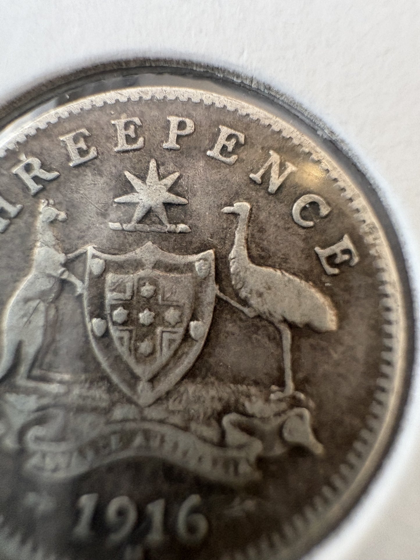 1916 Australia King George V Threepence Silver Coin