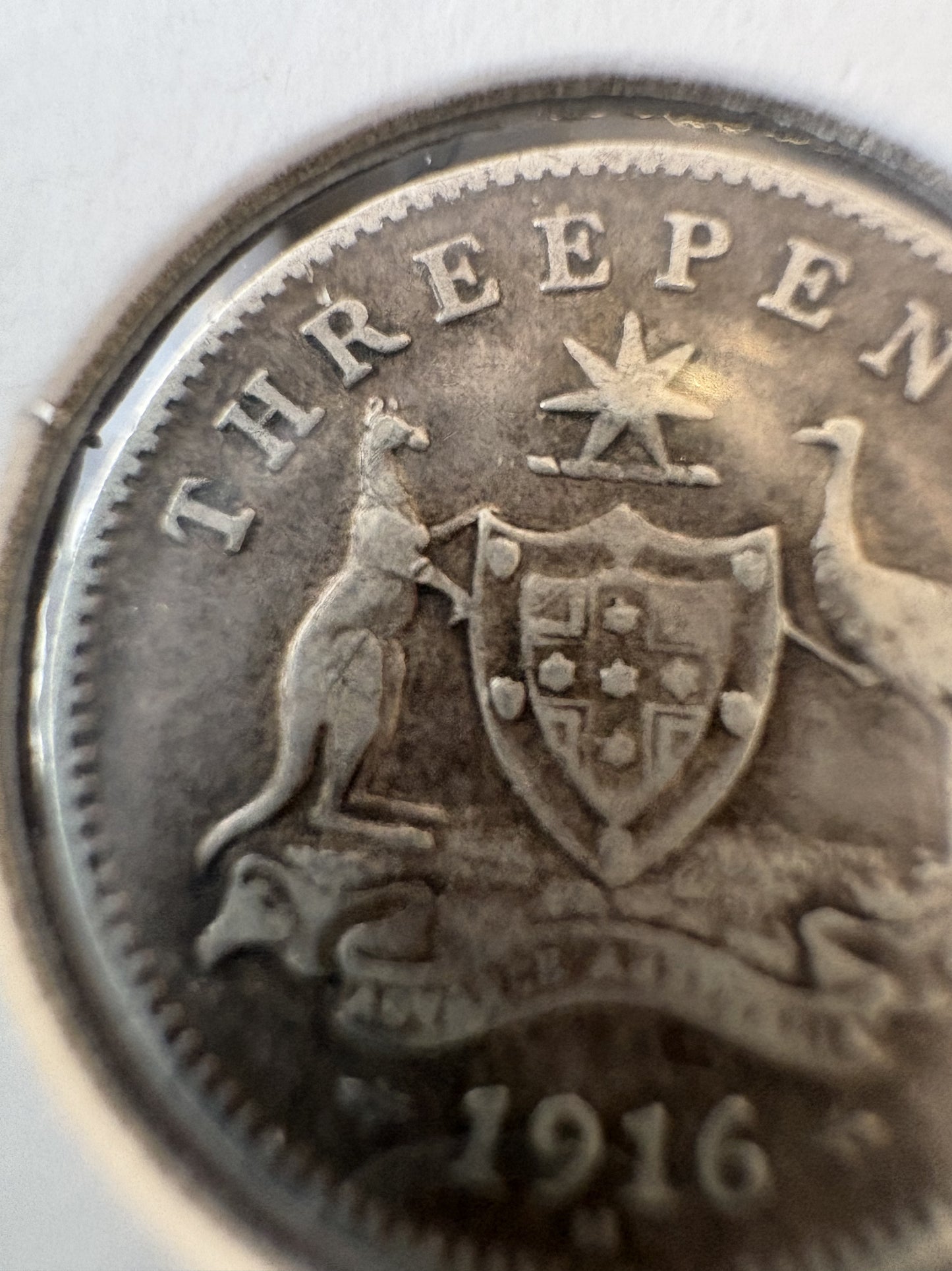 1916 Australia King George V Threepence Silver Coin