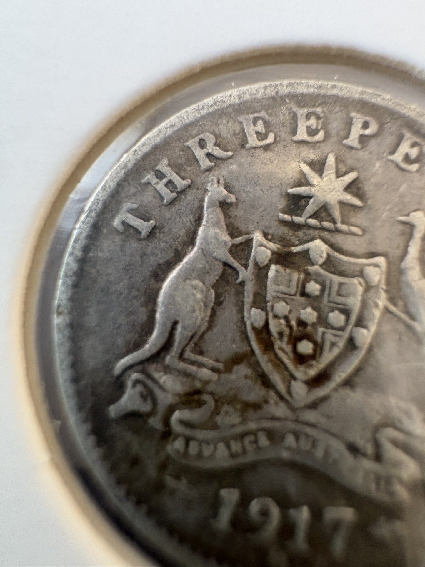 1917 Australia King George V Threepence Silver Coin