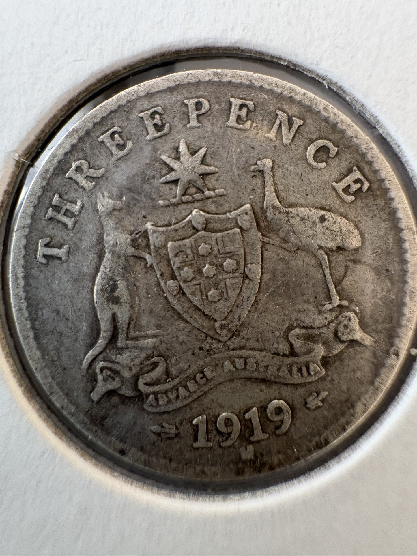 1919 Australia King George V Threepence Silver Coin