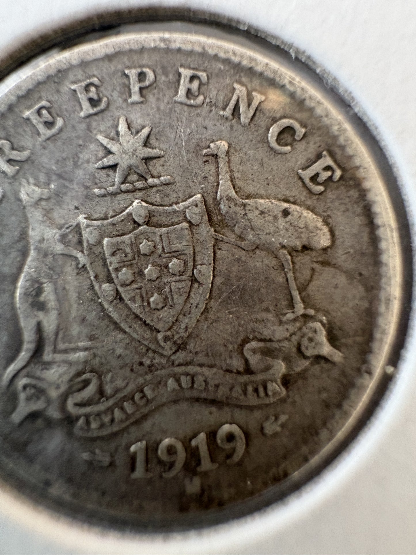 1919 Australia King George V Threepence Silver Coin