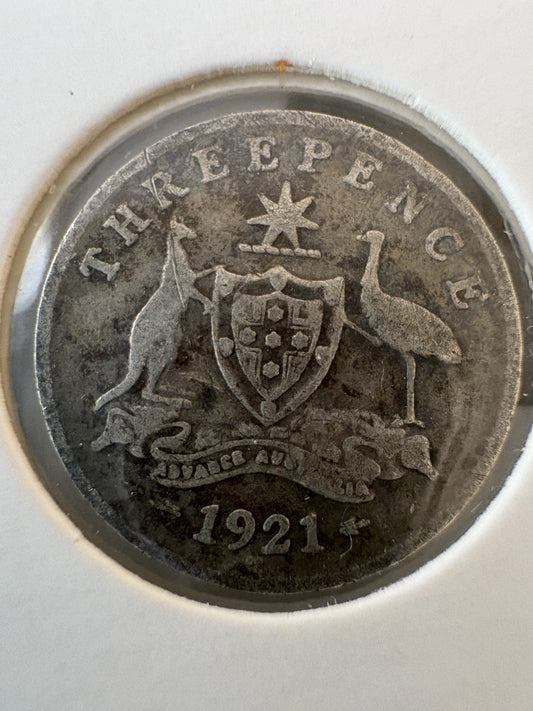 1921-M Australia King George V Threepence Silver Coin