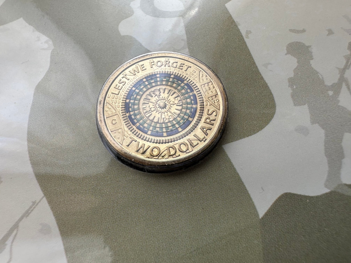 2017 Mosaic Lest We Forget $2 Coloured Coin PNC