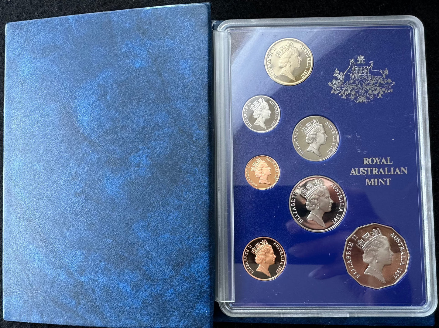 1987 Australian 7 coin Proof Set - NO OUTER BOX