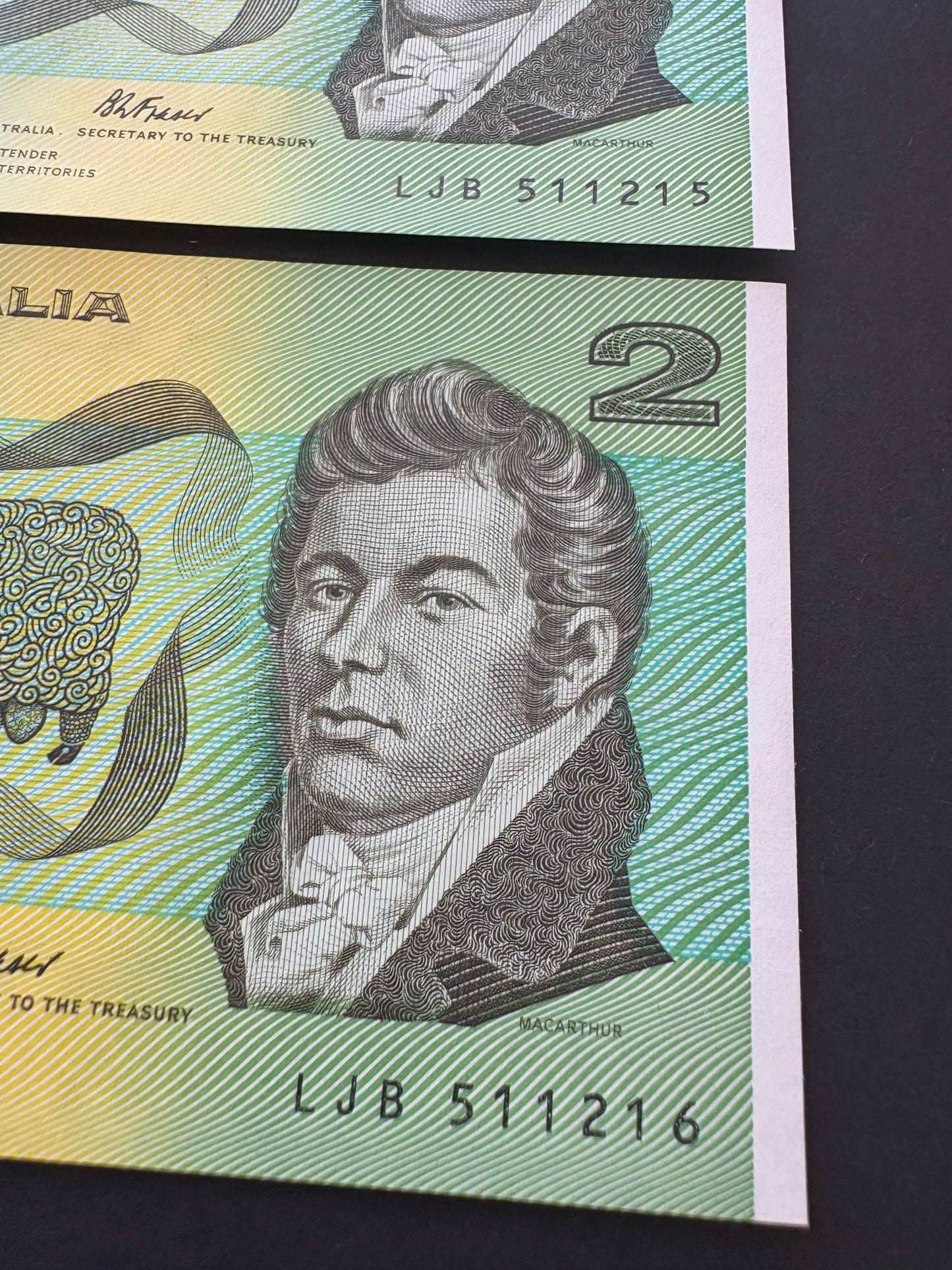 1985 $2 Australia Paper Banknote - Johnston Fraser 5x Consecutive