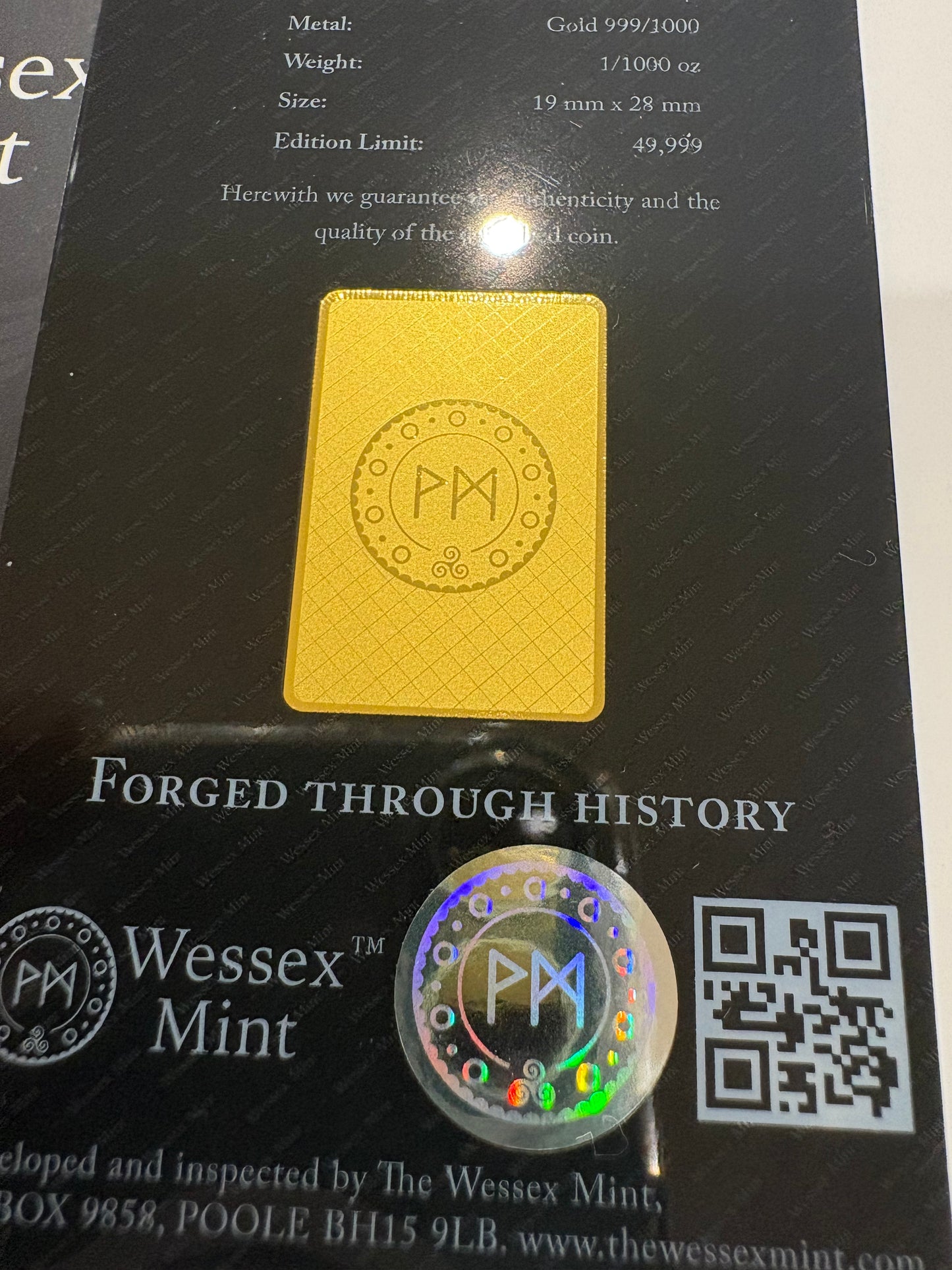 Wessex Mint Libertad 1/1000oz .999 Fine Gold Bar