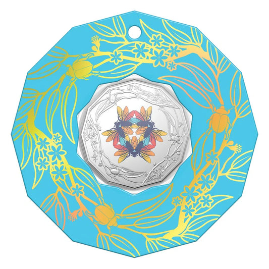 2022 50 Cent Christmas Beetle Coin (50c) Uncirculated - Light Blue Card