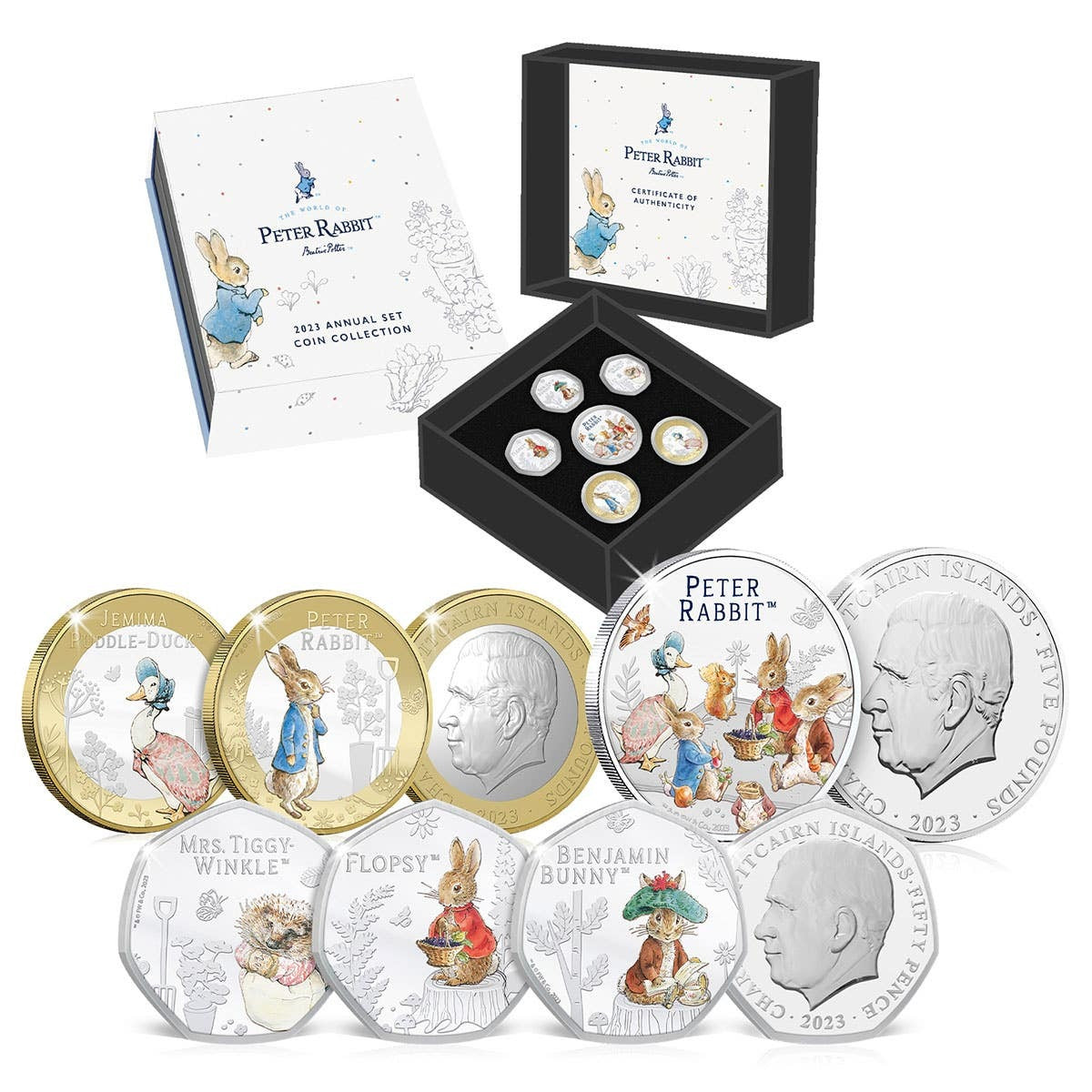 2023 Peter Rabbit Brilliant Uncirculated Coloured 6 Coin Set – Presentation Case with COA