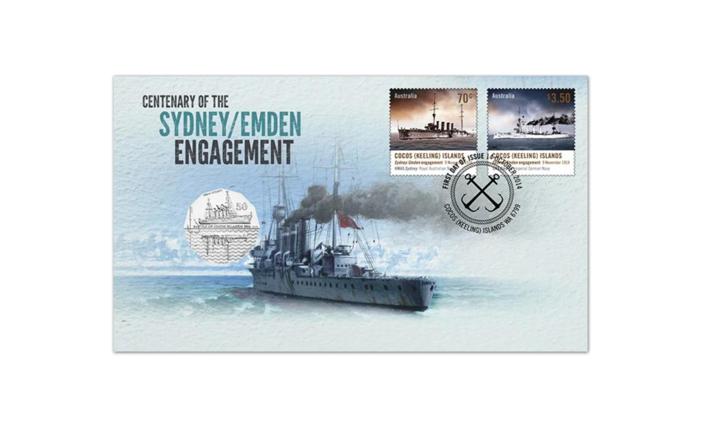 2014 50 cent Centenary of the Sydney Emden Engagement PNC